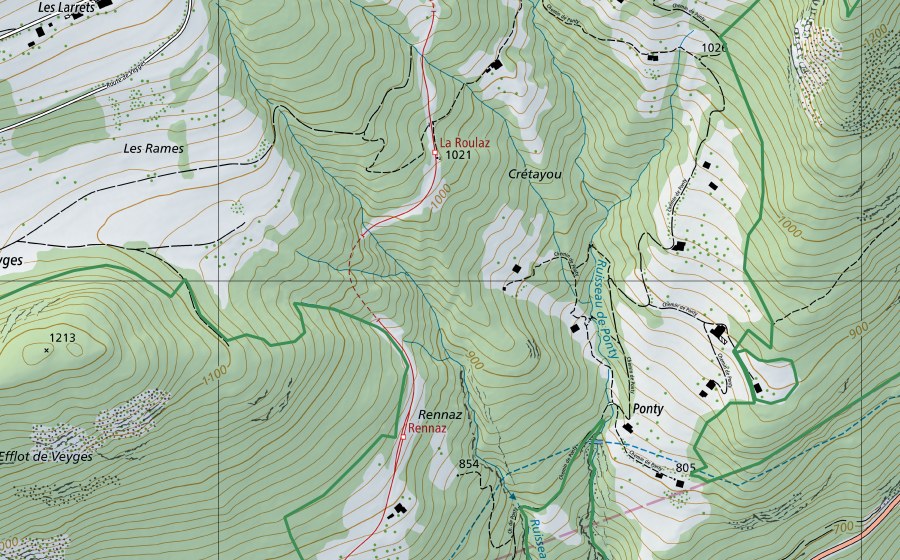 Landeskarte swisstopo mit dem Schutzperimeter von Boule de Gomme (Naturschutzgebiet)