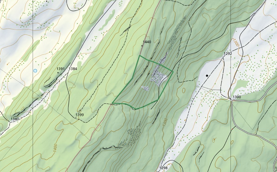 Landeskarte swisstopo mit dem Schutzperimeter von Crêt des Chêvres (Naturschutzgebiet)