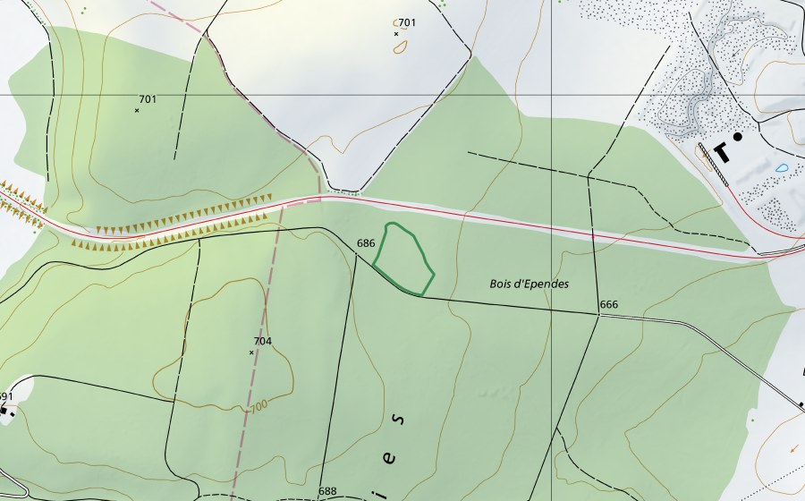 Landeskarte swisstopo mit dem Schutzperimeter von Creux du Sanglier (Naturschutzgebiet)