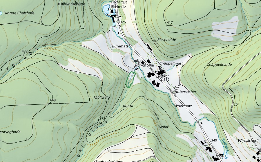 swisstopo national map showing the protected perimeter of Deisisgraben (Nature reserve)