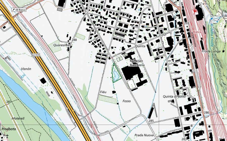 Carte nationale swisstopo avec le périmètre protégé de Fiéu (Réserve naturelle)