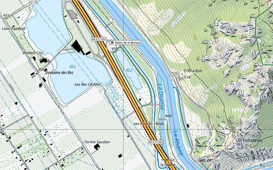Landeskarte swisstopo mit dem Schutzperimeter von Gouille du Rosel (Naturschutzgebiet)