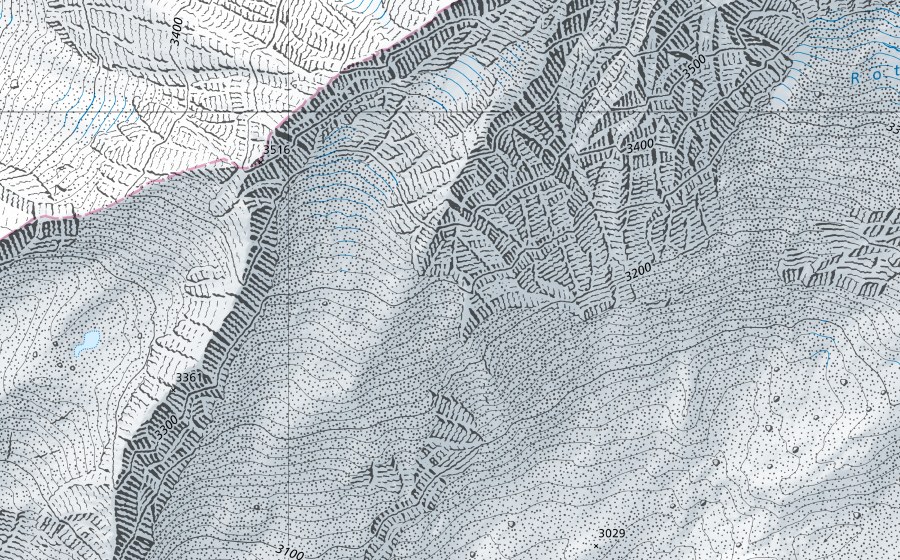 Carta nazionale swisstopo con il perimetro protetto di Grundberg - Almagellertal (Riserva naturale)