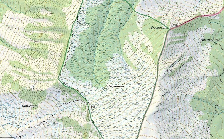 Carta nazionale swisstopo con il perimetro protetto di Hagleren (Riserva naturale)