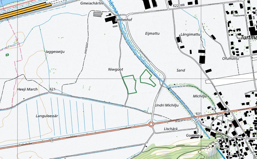 Carte nationale swisstopo avec le périmètre protégé de Jaggaseiu (Réserve naturelle)