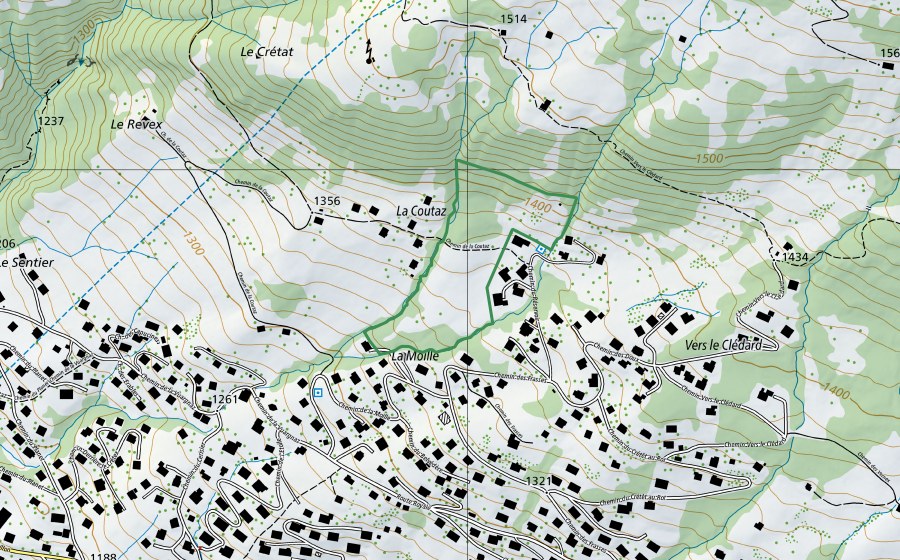 Carte nationale swisstopo avec le périmètre protégé de La Moille (Réserve naturelle)