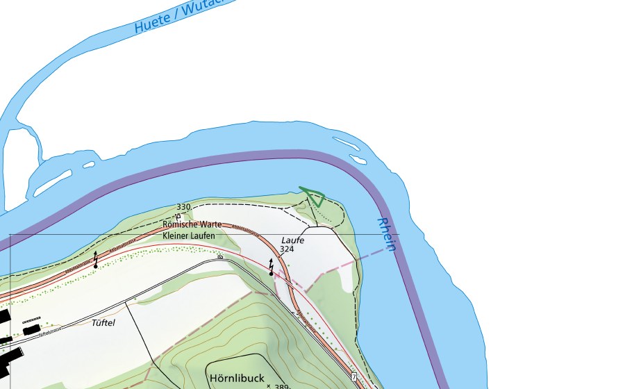 Landeskarte swisstopo mit dem Schutzperimeter von Laufen (Naturschutzgebiet)