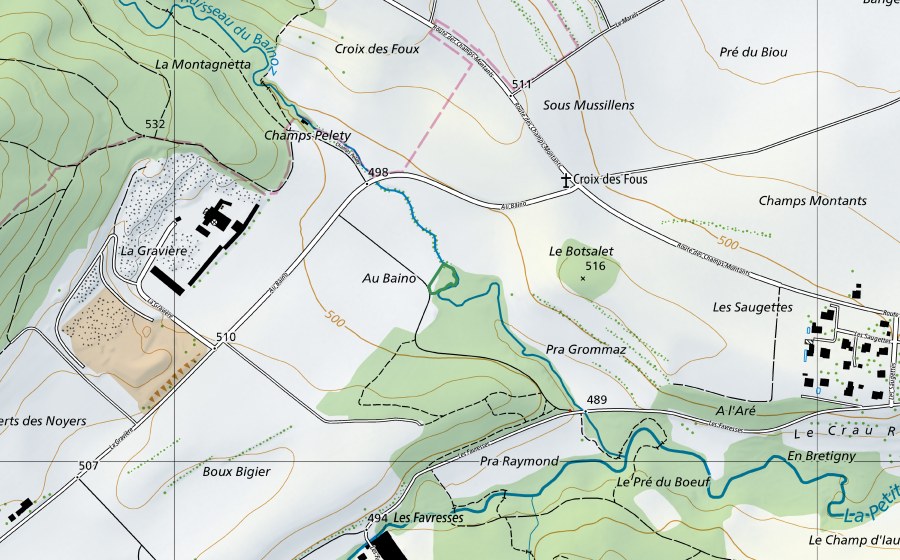 Carta nazionale swisstopo con il perimetro protetto di Le Bochalet, Les Montets (Riserva naturale)