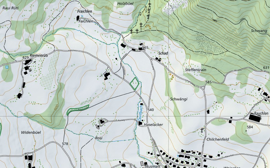 Landeskarte swisstopo mit dem Schutzperimeter von Mösliweiher (Naturschutzgebiet)