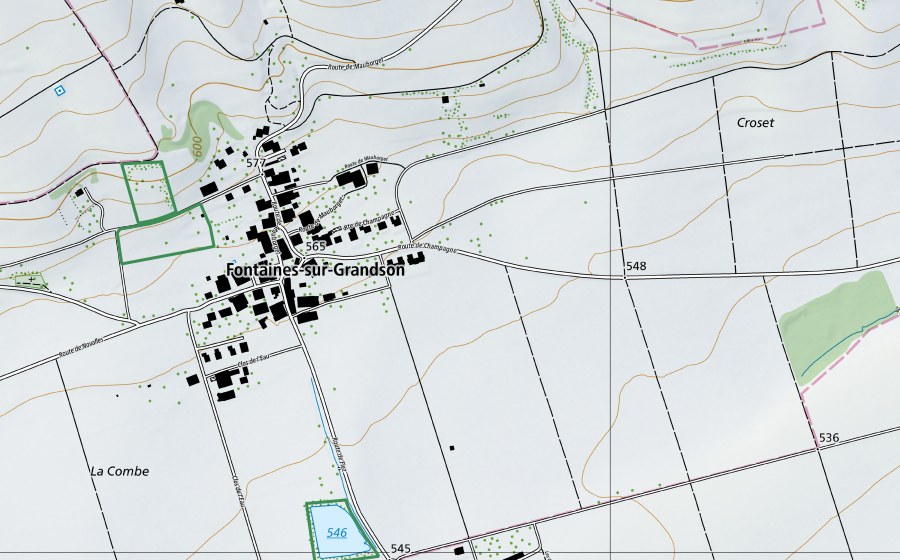 swisstopo national map showing the protected perimeter of Plantaz-de-Vent (Nature reserve)