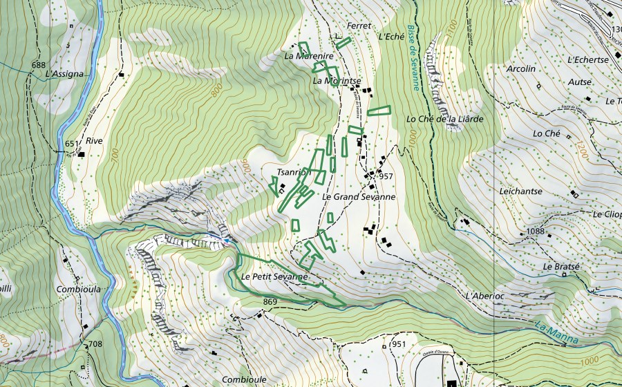 Carta nazionale swisstopo con il perimetro protetto di Plateau de Sevanne (Riserva naturale)
