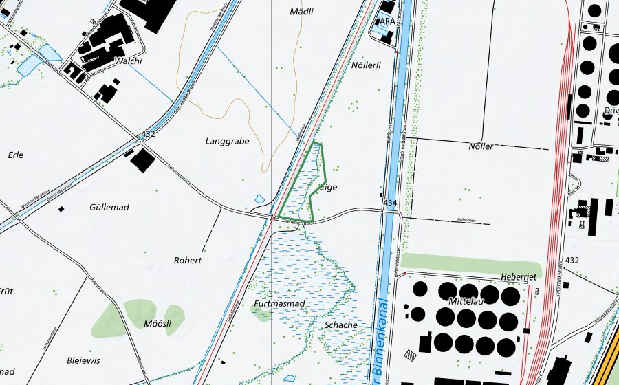 Landeskarte swisstopo mit dem Schutzperimeter von Rohert (Naturschutzgebiet)