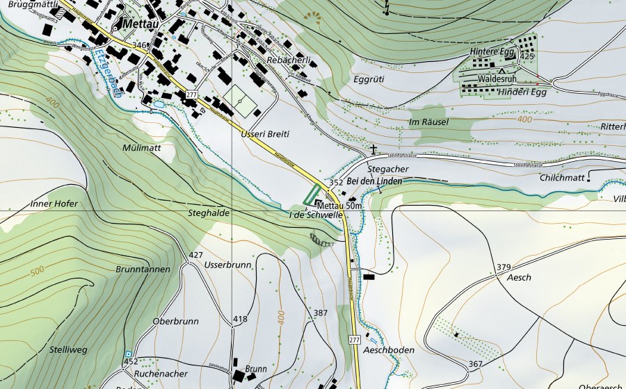 Carte nationale swisstopo avec le périmètre protégé de Schwelle (Réserve naturelle)