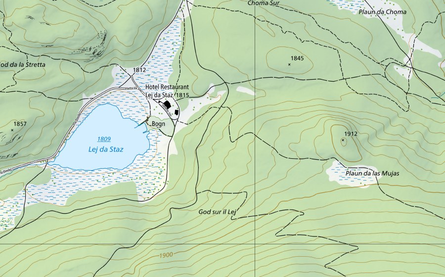 Carta nazionale swisstopo con il perimetro protetto di Stazerwald (Riserva naturale)