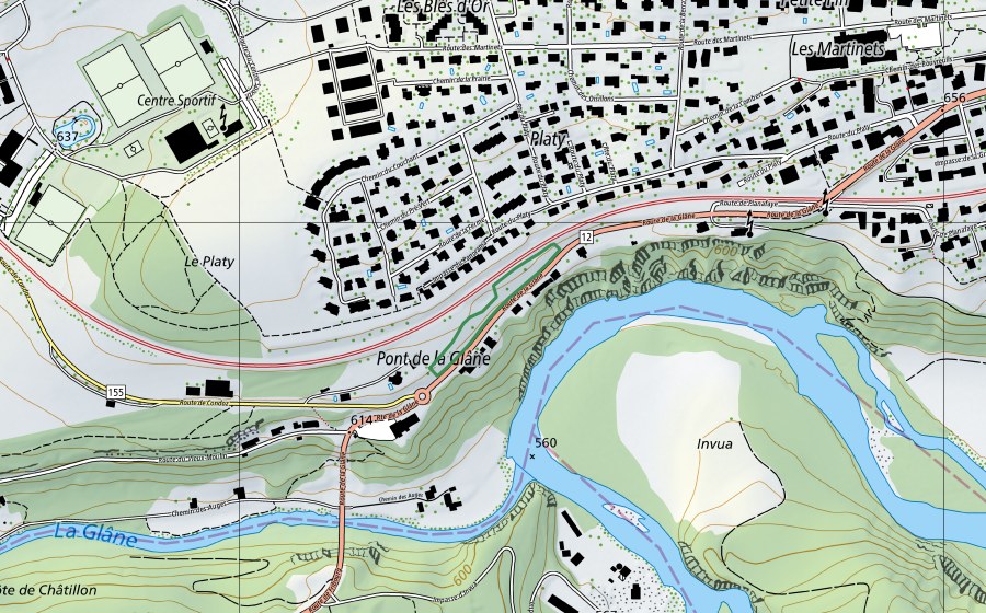 Carta nazionale swisstopo con il perimetro protetto di Talus ferroviaire à Villars-sur-Glâne (Riserva naturale)