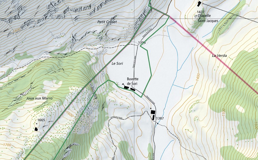 Carte nationale swisstopo avec le périmètre protégé de Vanil Noir FR (Réserve naturelle)