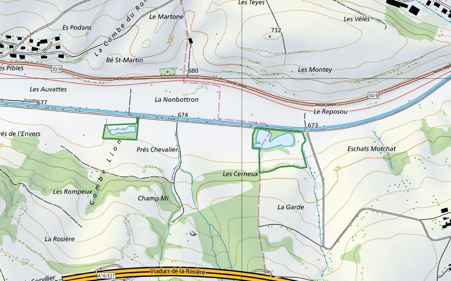 Carte nationale swisstopo avec le périmètre protégé de Vieille Birse (Réserve naturelle)