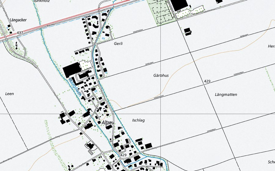 Carte nationale swisstopo avec le périmètre protégé de Wannengraben (Réserve naturelle)