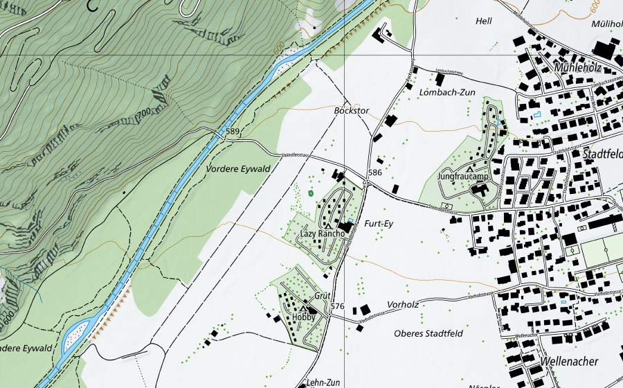 Landeskarte swisstopo mit dem Schutzperimeter von Weiher Fritz Wenger (Naturschutzgebiet)