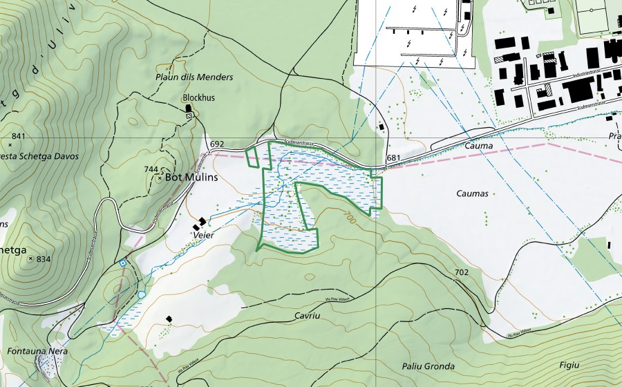Landeskarte swisstopo mit dem Schutzperimeter von Weihermühle (Naturschutzgebiet)