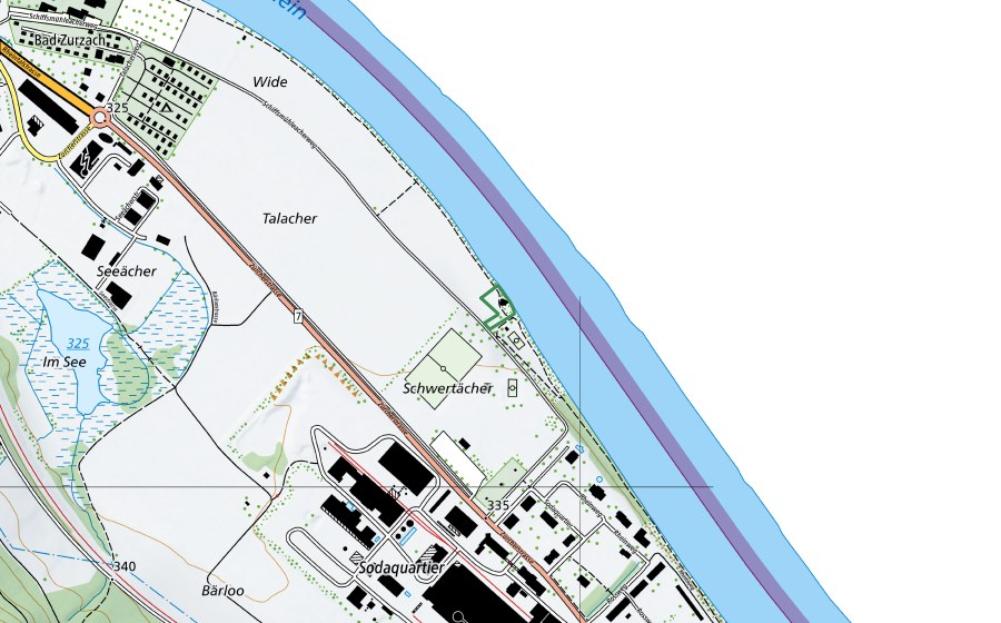 Landeskarte swisstopo mit dem Schutzperimeter von Wide (Naturschutzgebiet)
