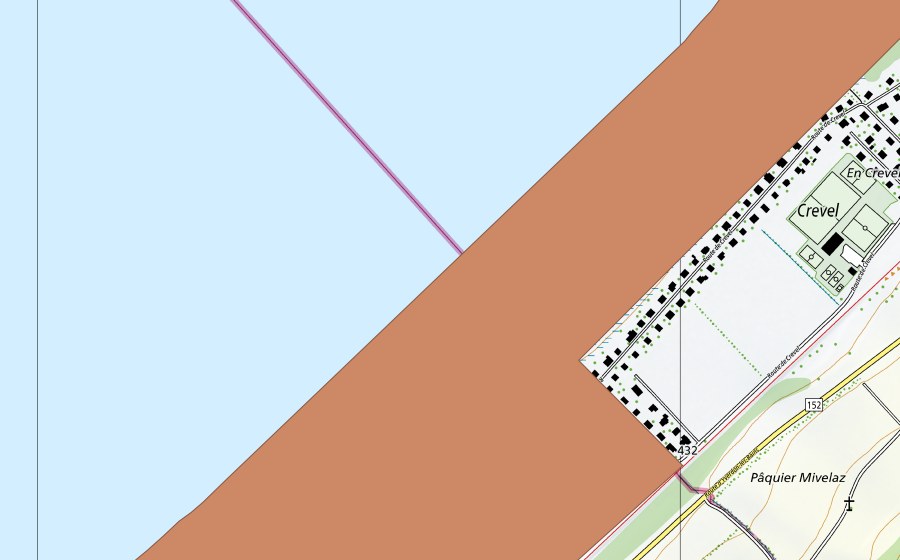 Landeskarte swisstopo mit dem Schutzperimeter von Rive sud du lac de Neuchatel (Ramsar-Gebiet)