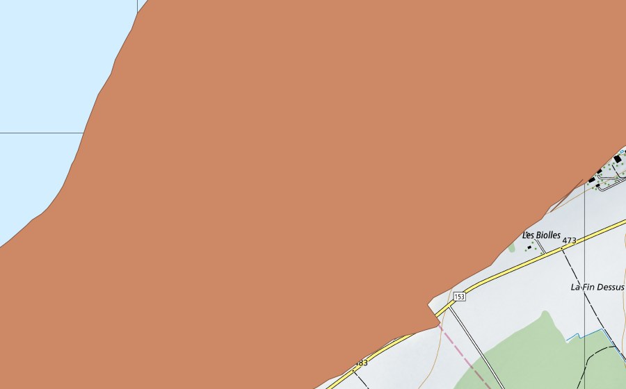 swisstopo national map showing the protected perimeter of Rive sud du lac de Neuchatel (Ramsar site)