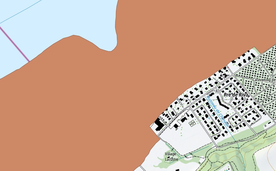 Landeskarte swisstopo mit dem Schutzperimeter von Rive sud du lac de Neuchatel (Ramsar-Gebiet)