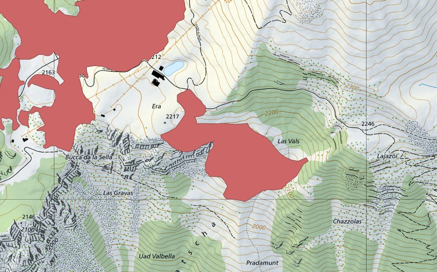 Landeskarte swisstopo mit dem Schutzperimeter von Alp da Munt (Trockenwiese)