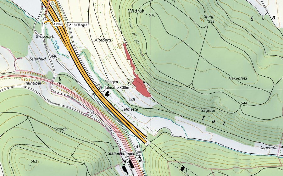 swisstopo national map showing the protected perimeter of Altenberg (Dry meadow)