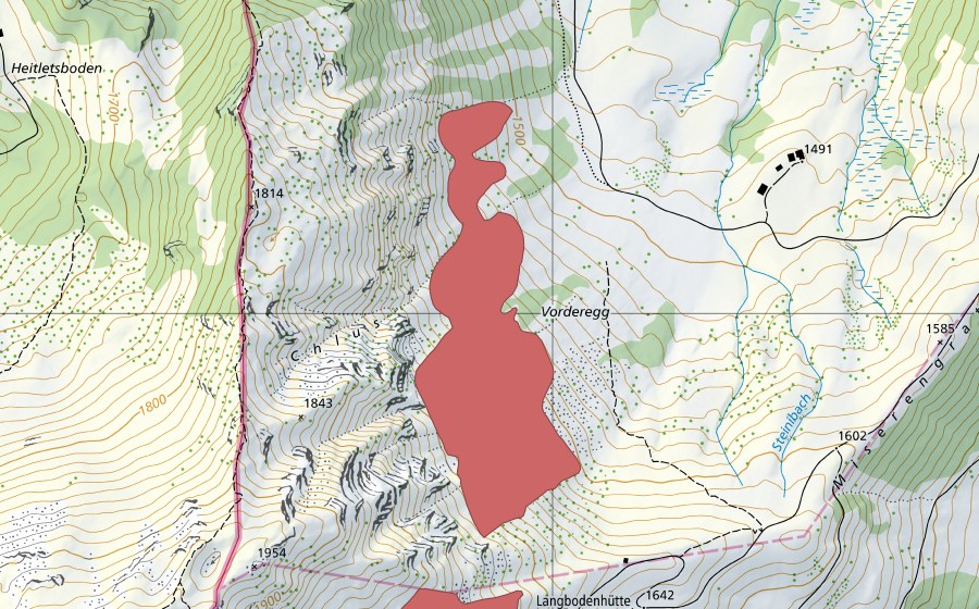 Carte nationale swisstopo avec le périmètre protégé de Arvigrat (Prairie sèche)