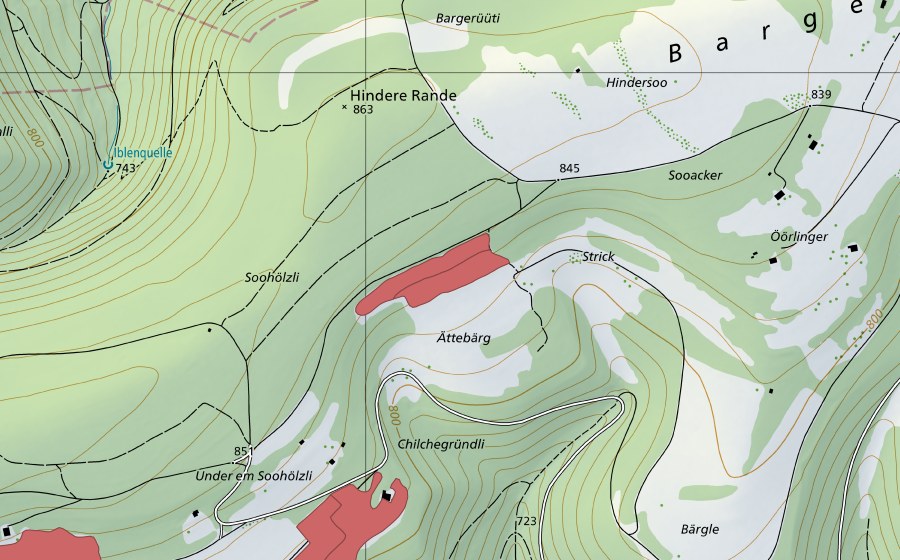 Carta nazionale swisstopo con il perimetro protetto di Attenberg (Prato secco)