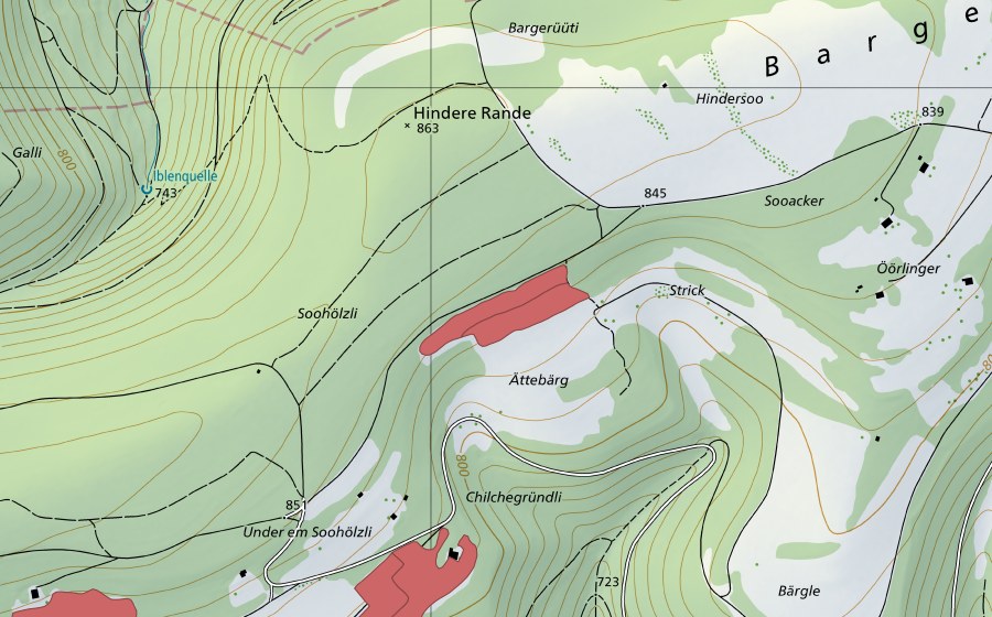 Carte nationale swisstopo avec le périmètre protégé de Attenberg (Prairie sèche)