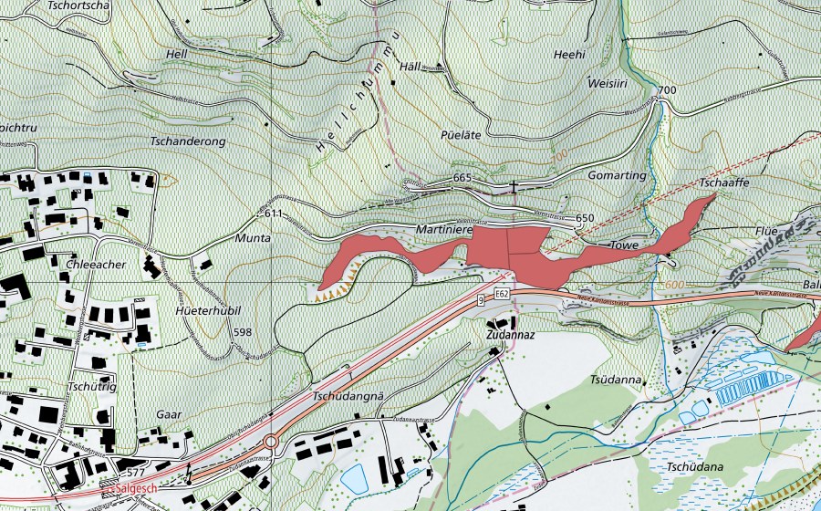 Carte nationale swisstopo avec le périmètre protégé de Balme (Prairie sèche)