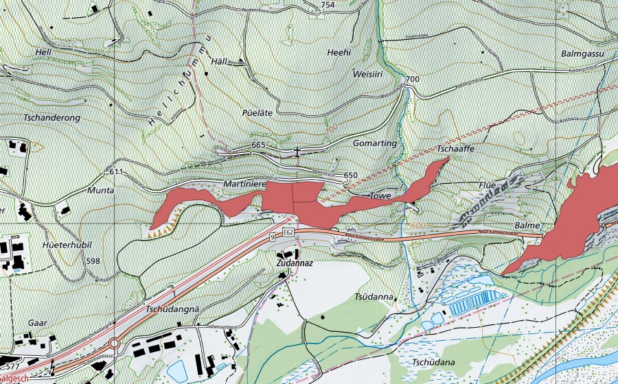Carta nazionale swisstopo con il perimetro protetto di Balme (Prato secco)