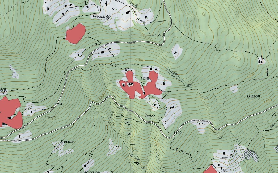 Carte nationale swisstopo avec le périmètre protégé de Bellen (Prairie sèche)