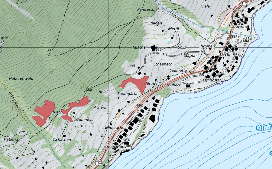 Landeskarte swisstopo mit dem Schutzperimeter von Biel (Trockenwiese)