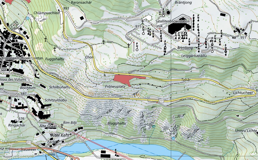 Carte nationale swisstopo avec le périmètre protégé de Blagghalde (Prairie sèche)