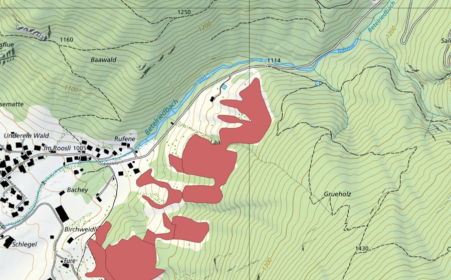 Landeskarte swisstopo mit dem Schutzperimeter von Blankenburg (Trockenwiese)