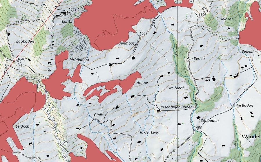 Carte nationale swisstopo avec le périmètre protégé de Bort (Prairie sèche)