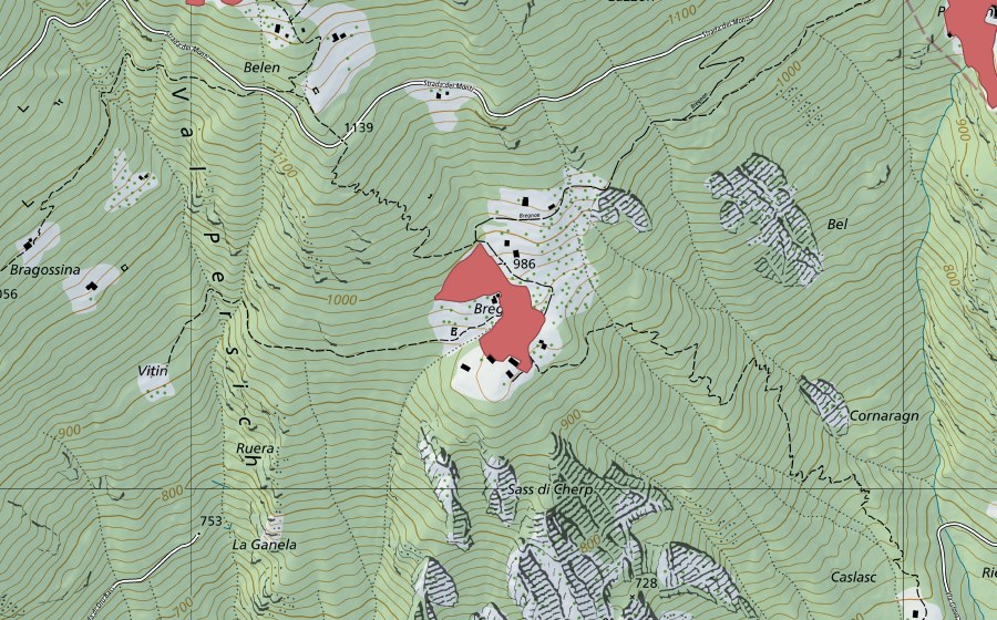 swisstopo national map showing the protected perimeter of Bregnon (Dry meadow)
