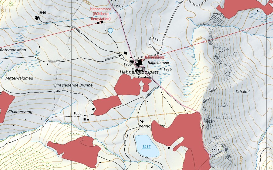 Carte nationale swisstopo avec le périmètre protégé de Brenggenmeder (Prairie sèche)