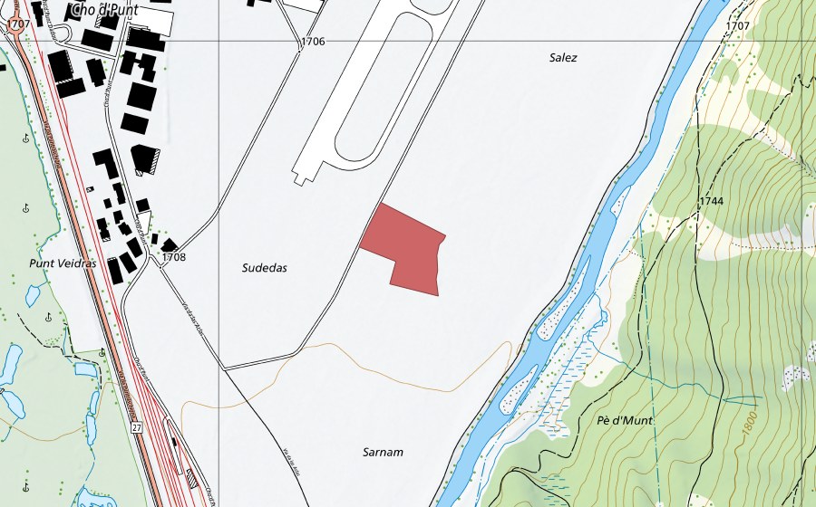 Landeskarte swisstopo mit dem Schutzperimeter von Champagna (Trockenwiese)