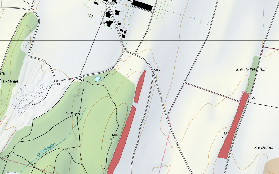 Carte nationale swisstopo avec le périmètre protégé de Chemin d'Aubonne (Prairie sèche)