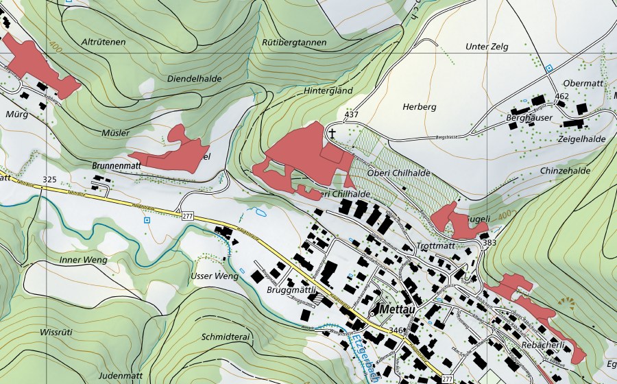 swisstopo national map showing the protected perimeter of Chilhalde (Dry meadow)