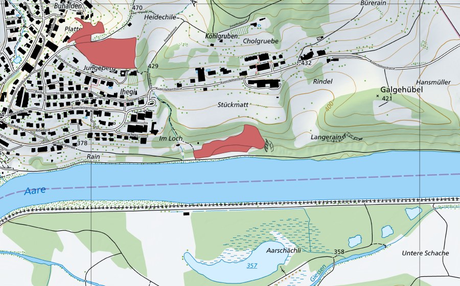 Carte nationale swisstopo avec le périmètre protégé de Cholgrueben (Prairie sèche)
