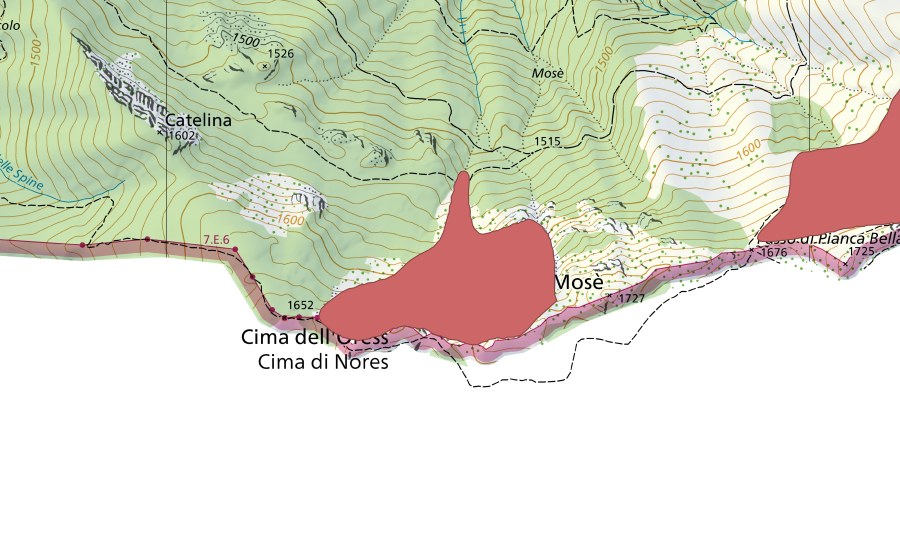 swisstopo national map showing the protected perimeter of Cima di Fojorina (Dry meadow)