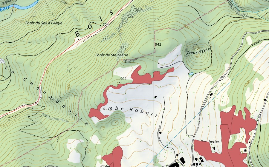 Landeskarte swisstopo mit dem Schutzperimeter von Combe Robert (Trockenwiese)