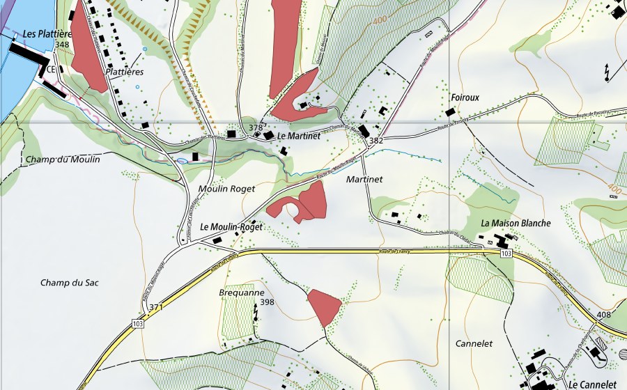 Carte nationale swisstopo avec le périmètre protégé de Crêt de Mandole (Prairie sèche)