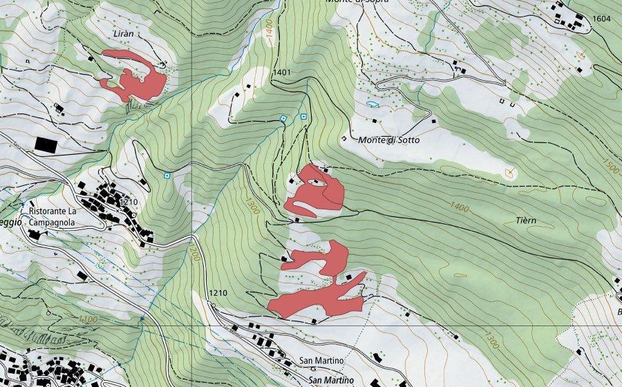 Carte nationale swisstopo avec le périmètre protégé de Deggio (Prairie sèche)
